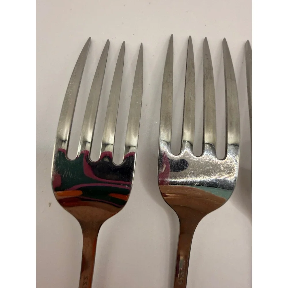 Oneida SSS Stainless Steel Dinner Forks Set of 4 Fiddle Pattern 7.5 Inch